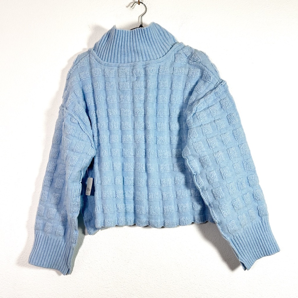 Free People Care Soul Searcher Mock Neck Sweater in Angel Falls Heather sz Large - Picture 7 of 11